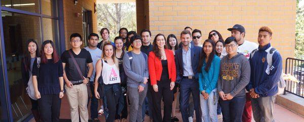 Jennifer Grady, Esq. & Anthony Mance, Esq. speaking to students about post-graduation visa options at UCI Blackstone Academy, May 2016