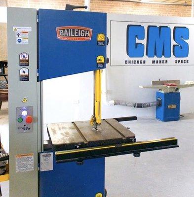 Vertical band saw, wood shop, joiner, Chicago Maker Space mural