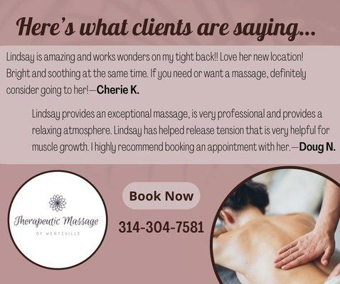 Here's what a few clients had to say about their massage experience. #greatmassagereviews #bestmassagetherapist #massagenearme