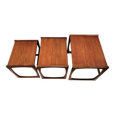 Set of three Quadrille Range nesting tables designed by Roger Bennett for the G-Plan Brand from E. Gomme, High Wycombe, England, 1967