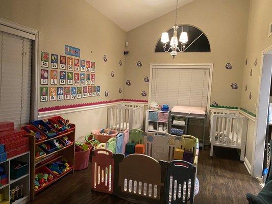 Combined our infant and toddler room to create a classroom for virtual learning