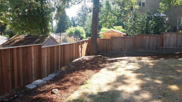 6' task western red cedar fence with cedar 2x6 to cap