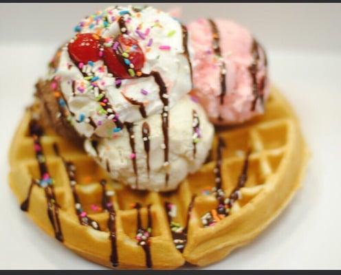 We offer homemade Belgium waffles to accommodate your froyo or ice cream!