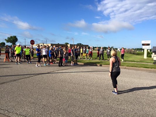 Lisa getting everyone ready for the Body Works Fun Run & Walk