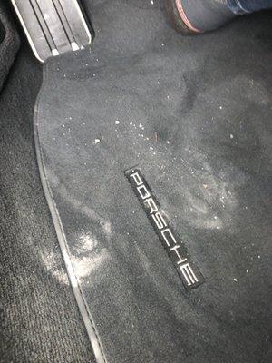 Dusty footprints in vehicle