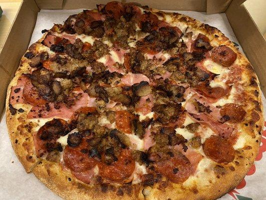 Meat Lovers Pizza, Large (pepperoni, sausage, canadian bacon and meatballs)