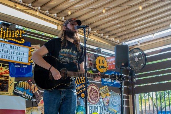 Charlie Cope playing an outdoors concert!