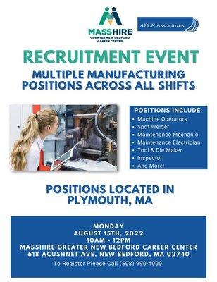 Job Fair at Mass Hire in New Bedford on Monday, August 15, 2022.