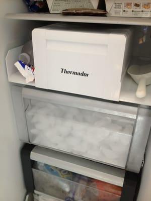 Our Freezer column. Very generous quantity of ice!  Freezer air is isolated from fridge air!