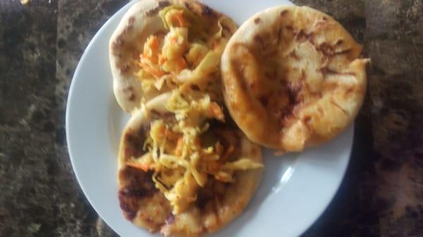 Fried pork, refried bean and cheese pupusas