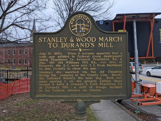 Stanley & Wood March to Durand's Mill Marker, Atlanta