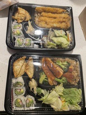 Teriyaki Salmon Bento and Shrimp Tempura Bento