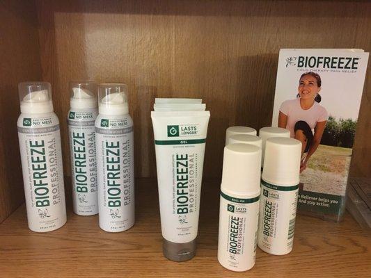 We offer Biofreeze Professional in spray, gel and roll-on