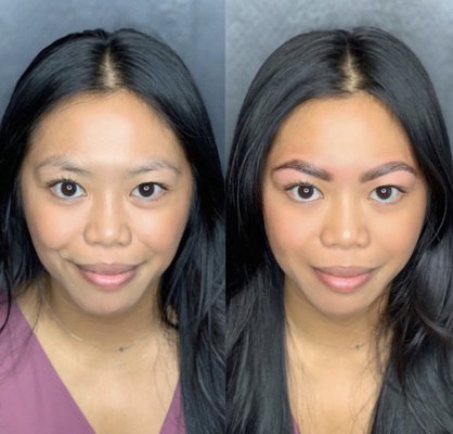 Before and after Brow Lamination and Tint