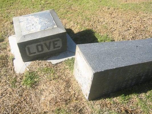 a toppled tombstone