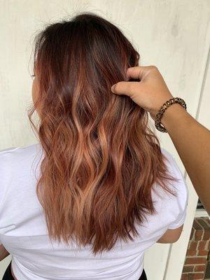 Copper + rose gold balayage & cut by Terra Jenkins @terralynnhair