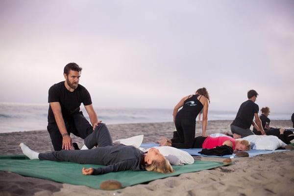 David at a group massage event in Leucadia