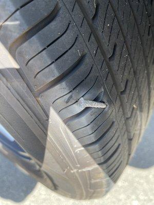 Nail in tire that needed repair