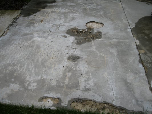 Crumbling patio after a matter of months.