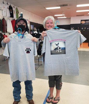 Another happy customer. Used her favorite photo of her dog! Printed on a 100% cotton tee.