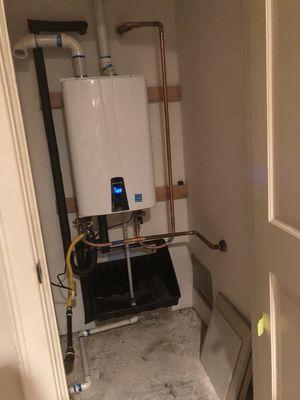 Completed tankless after removal of a regular tank