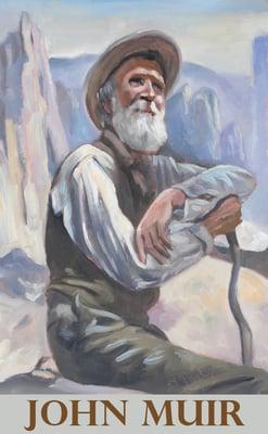 California Impressionist style painting of John Muir, hero of Yosemite.