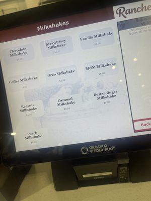 milkshake menu