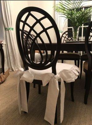 Dining Chair Slipcovers with Ruffles and Oversized Ties