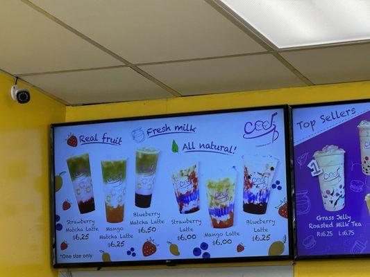 Menu 2 of 3 as of 07/26/24 - Fresh Milk Series (only one size drink cup for this series)