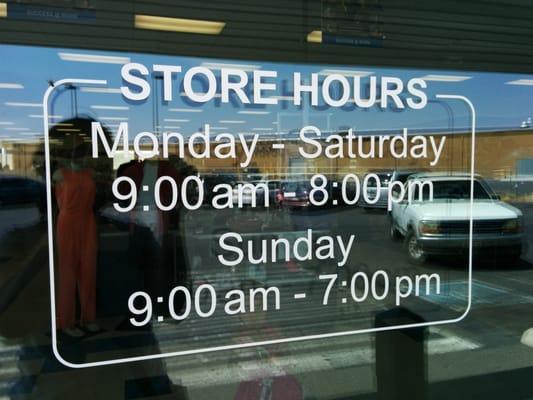 Store hours.