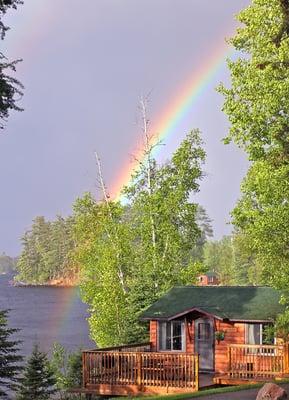 Breakers with beautiful late afternoon rainbow.