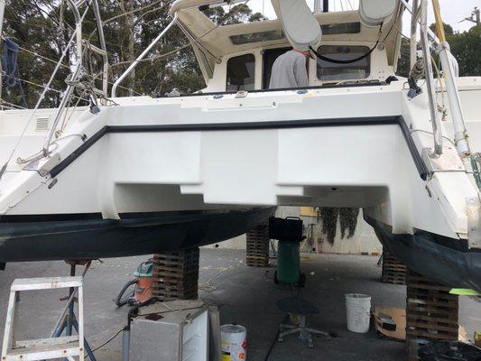 After Chris and his crew got their hands on the transom.  Smooth as silk, better than new.