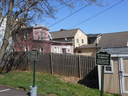 Our parking lot located in an alley off of Diamond Street