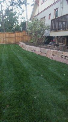 retaining wall and sod installation