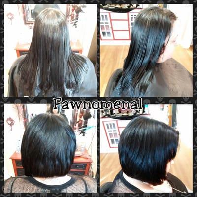 Big change. A-line bob with Inky black color.