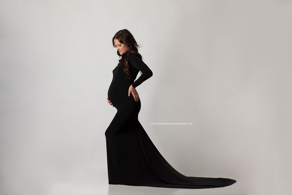 black turtle neck maternity dress