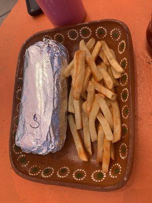 Burrito and fries