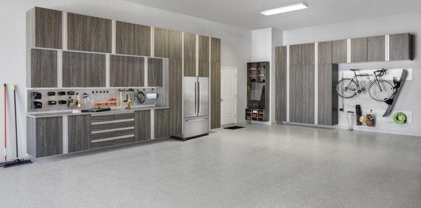 Garage cabinetry and flooring  for the ultimate garage.