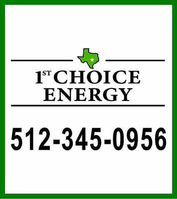 1st Choice Energy company logo.  Energy efficiency, HVAC, ducts, solar screen, attic insulation experts in Austin, Texas.