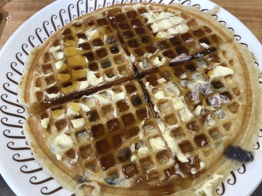 Syrupy buttery amazing blueberry waffle