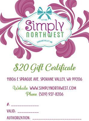 We set up and print gift certificates ...