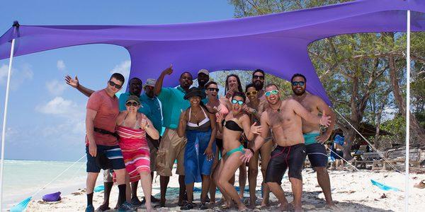 Hanging out under the Otentik sunshade in the Bahamas!