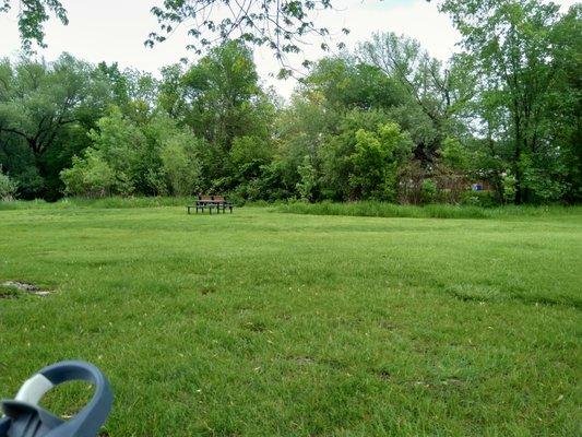 Green space and picnic tables