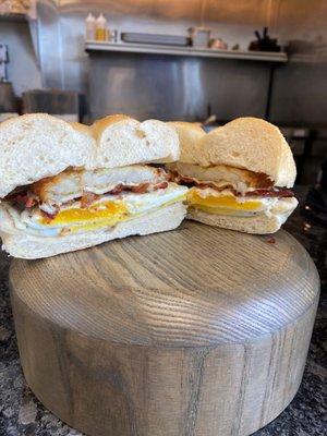 Bacon egg and cheese with a hash brown.