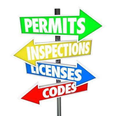 Permits, inspections, Building codes, licenses