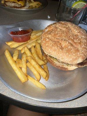 Turkey burger and fries