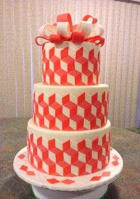 3D fondant wedding cake