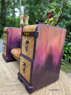 Handpainted Art Deco vanity with a bohemian twist