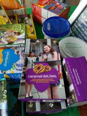 Girl Scout cookies for sale outside of Dunkin Donuts!!!