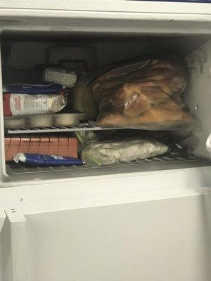 Food lost in freezer . All black and smells burnt